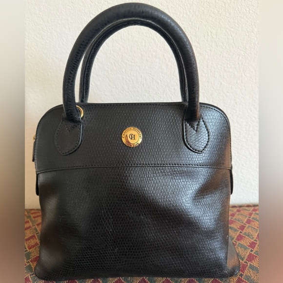 CAROLINA HERRERA Vintage Black Leather Satchel Handbag - Picture 1 of 9